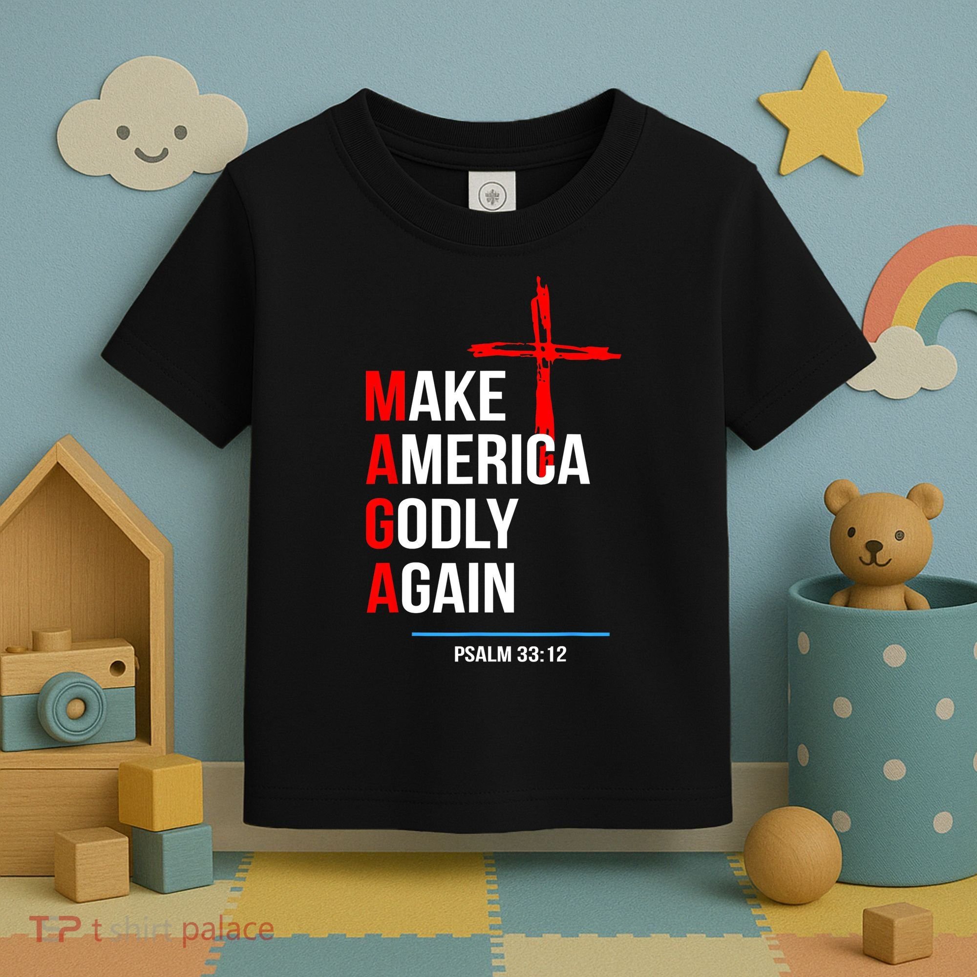Make America Godly Again Psalm 33 12 Toddler T-Shirt