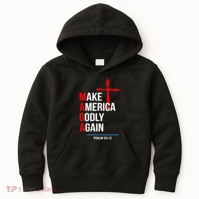 Make America Godly Again Psalm 33 12 Kids Hoodie