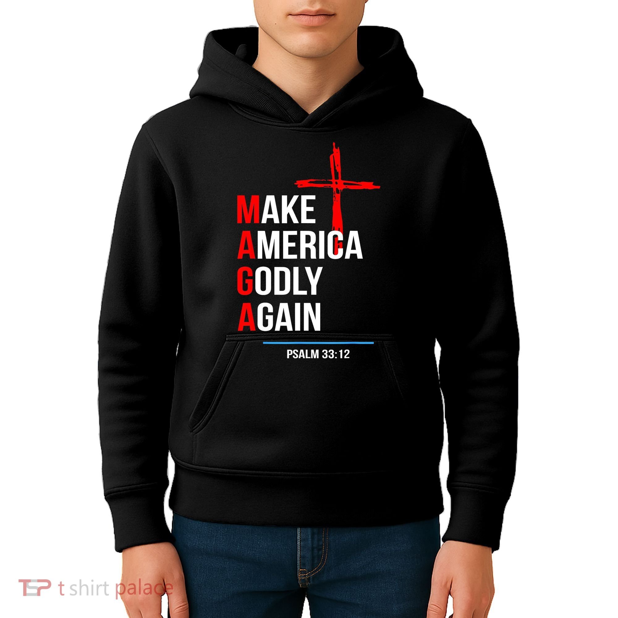 Make America Godly Again Psalm 33 12 Kids Hoodie