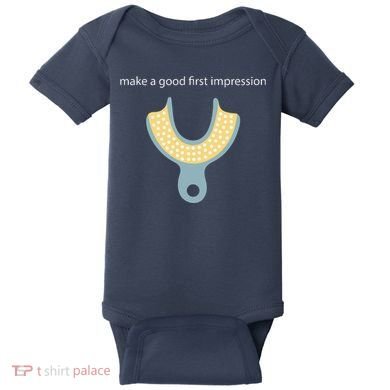 Make A Good First Dental Impression Funny Dentist Baby Bodysuit