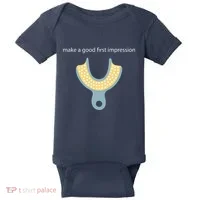 Make A Good First Dental Impression Funny Dentist Baby Bodysuit thumb 0