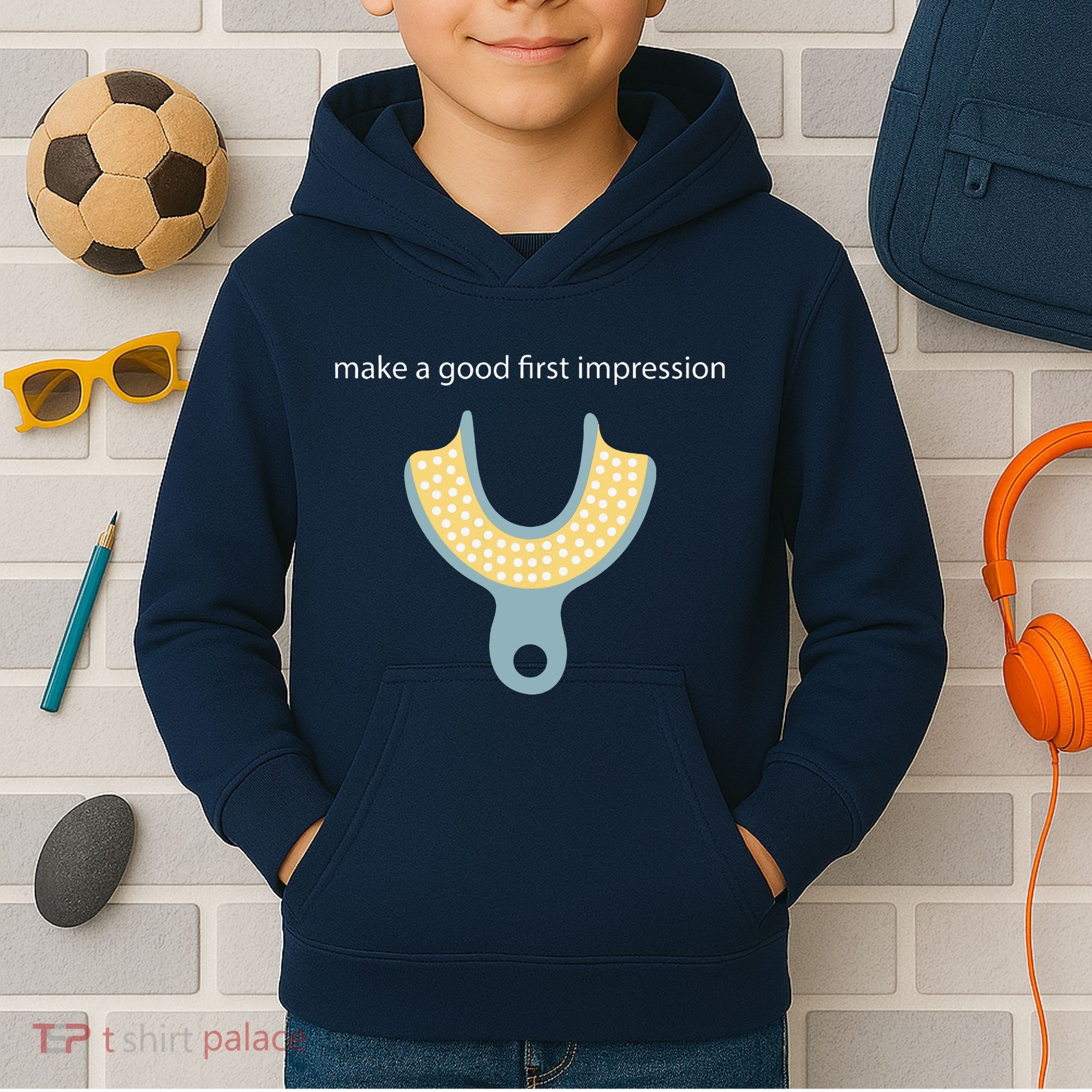 Make A Good First Dental Impression Funny Dentist Kids Hoodie
