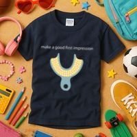 Make A Good First Dental Impression Funny Dentist Kids T-Shirt thumb 3
