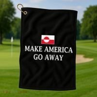 Make America Go Away Greenland Flag Anti-MAGA Golf Towel thumb 1