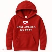 Make America Go Away Greenland Flag Anti-MAGA Kids Hoodie thumb 0