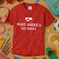Make America Go Away Greenland Flag Anti-MAGA Kids T-Shirt thumb 3