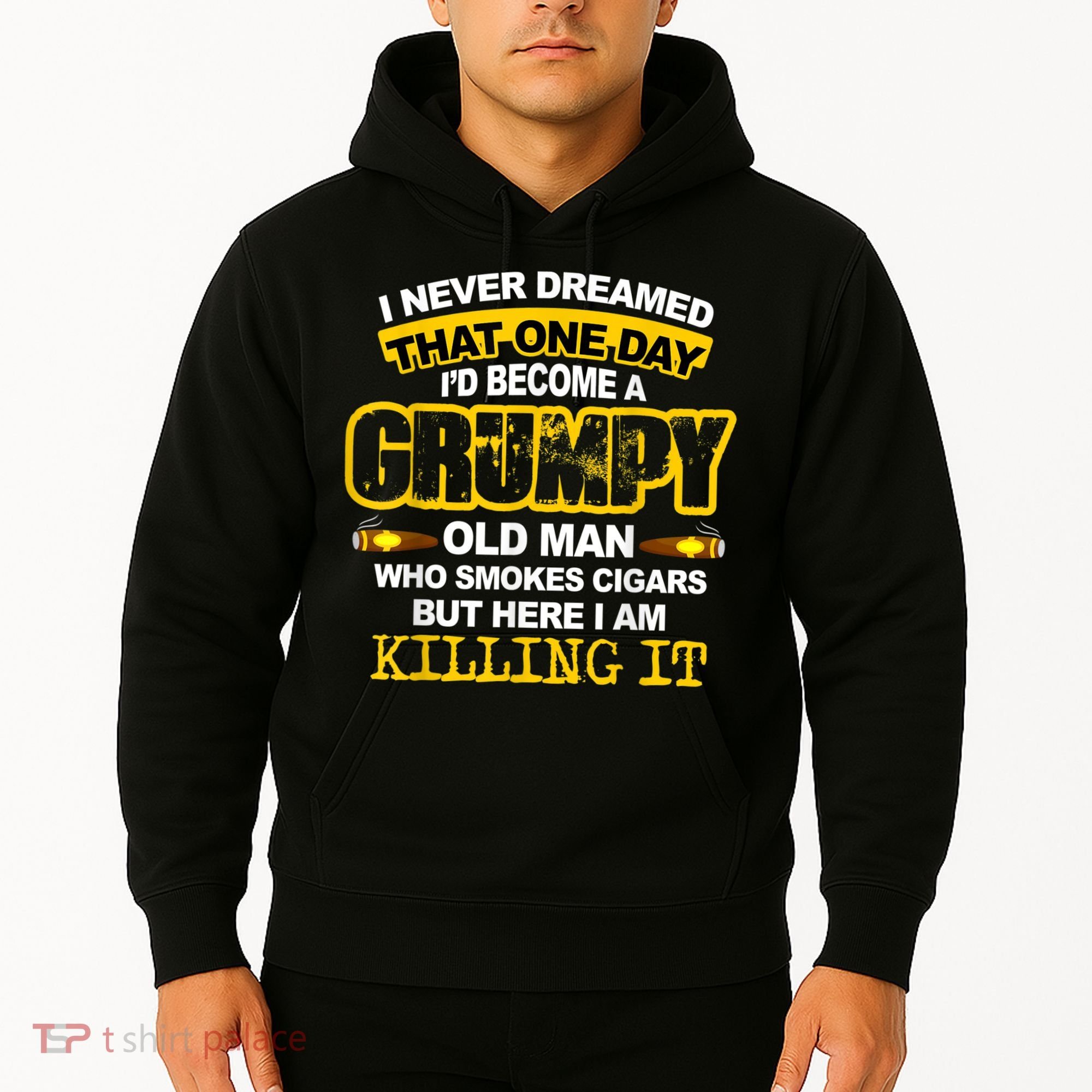 Mens A Grumpy Old Man Who Smokes Cigars T Cigar Lover Hoodie