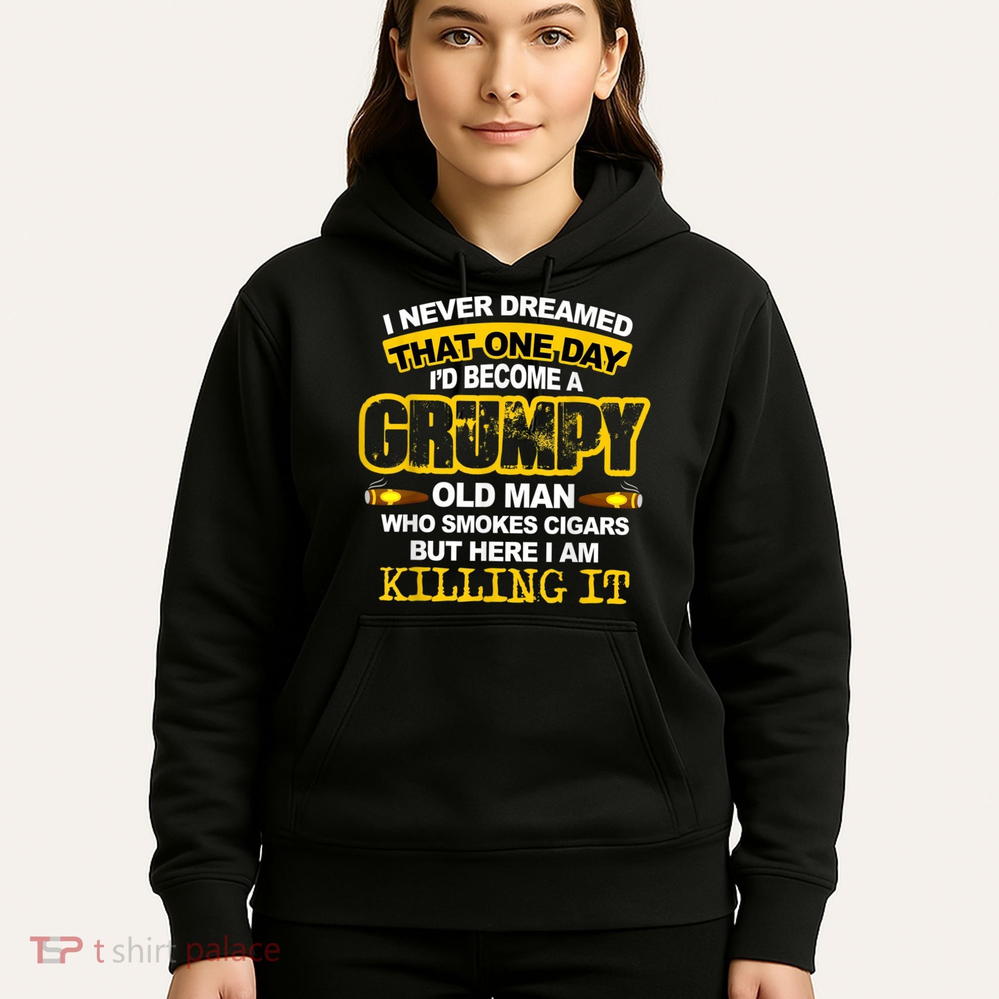Mens A Grumpy Old Man Who Smokes Cigars T Cigar Lover Hoodie