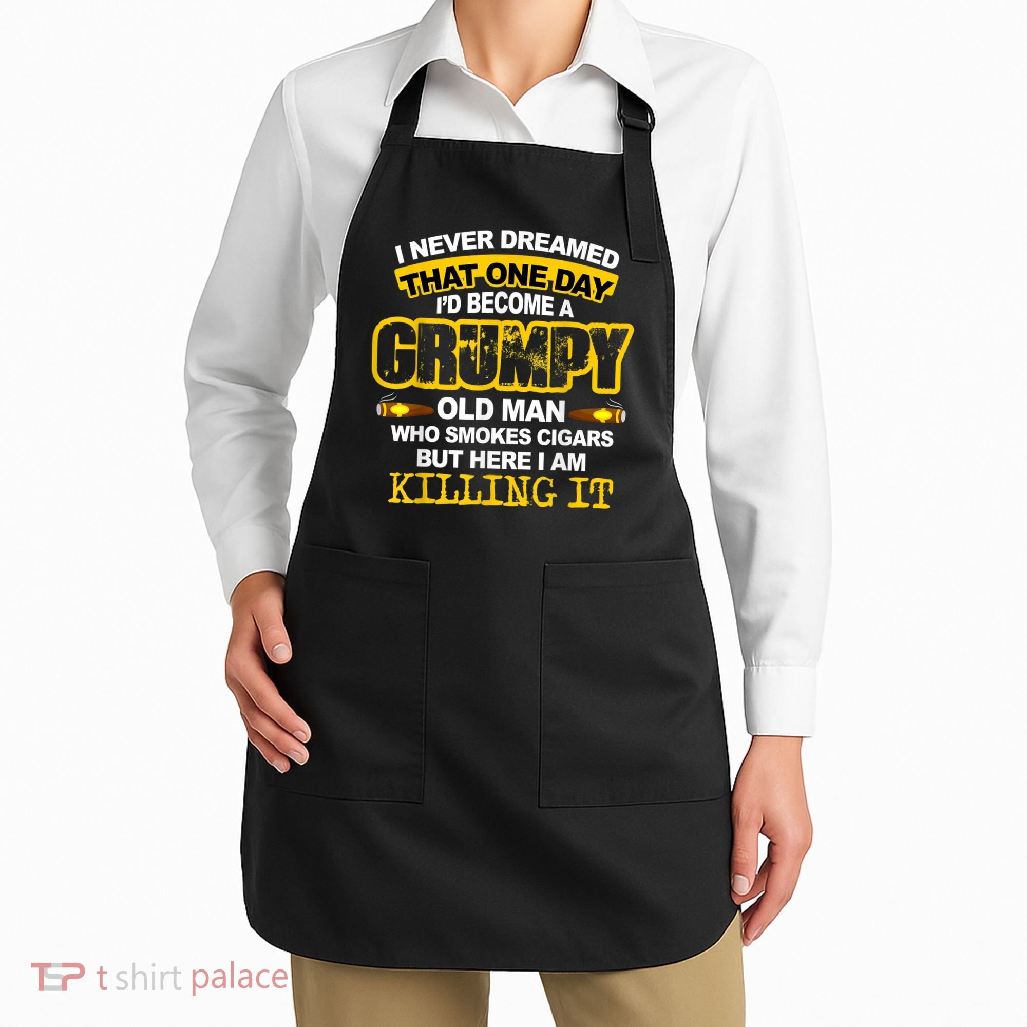 Mens A Grumpy Old Man Who Smokes Cigars T Cigar Lover Apron
