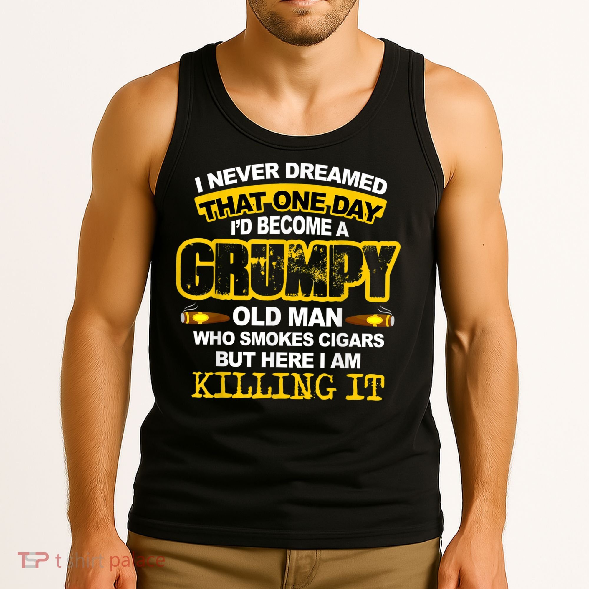 Mens A Grumpy Old Man Who Smokes Cigars T Cigar Lover Tank Top