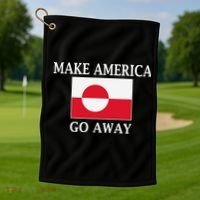 Make America Go Away MAGA Greenland Golf Towel thumb 1
