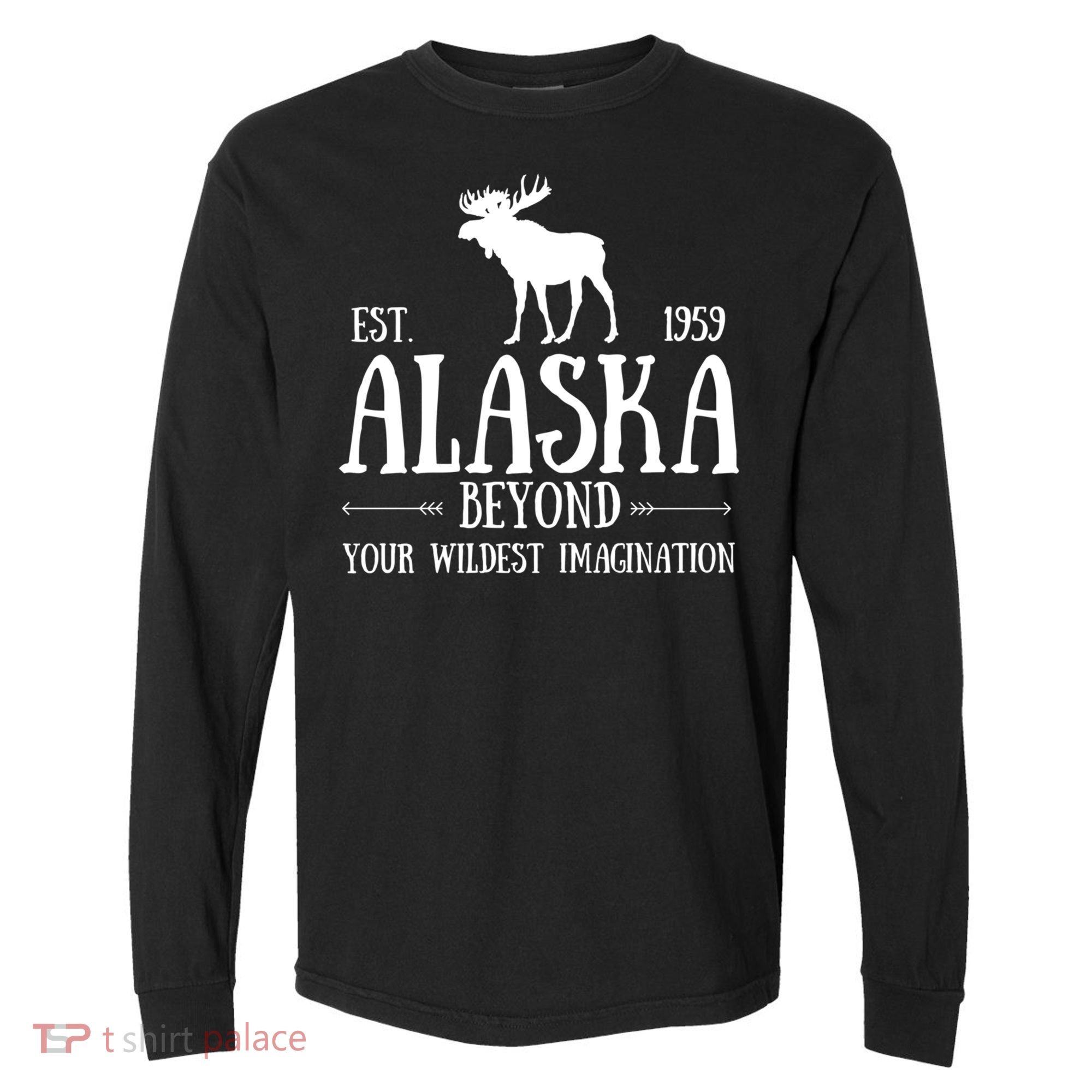 Moose Alaska Gift Mountain Last Frontier Alaska Cute Gift Comfort Colors Heavyweight Long Sleeve T-Shirt