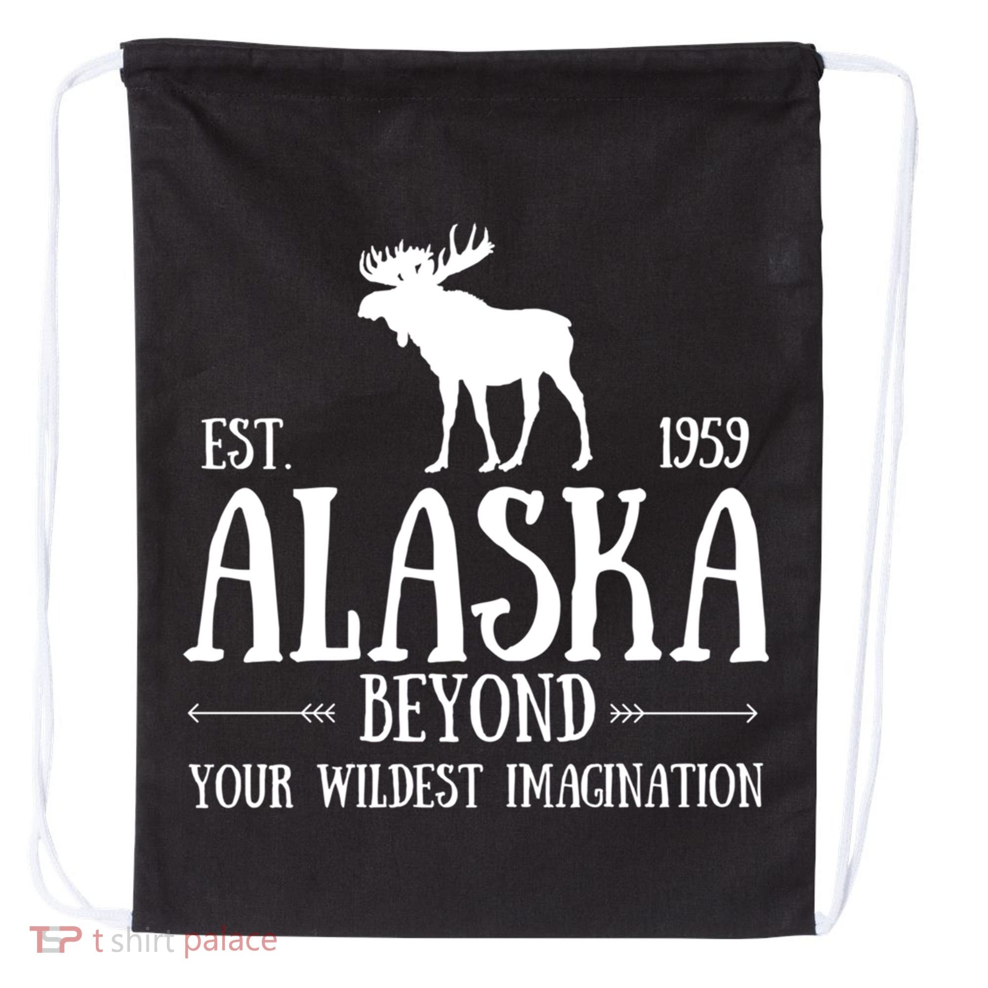Moose Alaska Gift Mountain Last Frontier Alaska Cute Gift Drawstring Bag