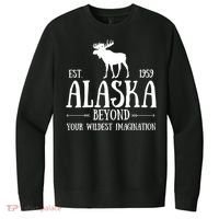 Moose Alaska Gift Mountain Last Frontier Alaska Cute Gift V.I.T. Fleece Crew Sweatshirt thumb 0