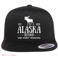 Moose Alaska Gift Mountain Last Frontier Alaska Cute Gift Flat Bill Trucker Hat thumb 0