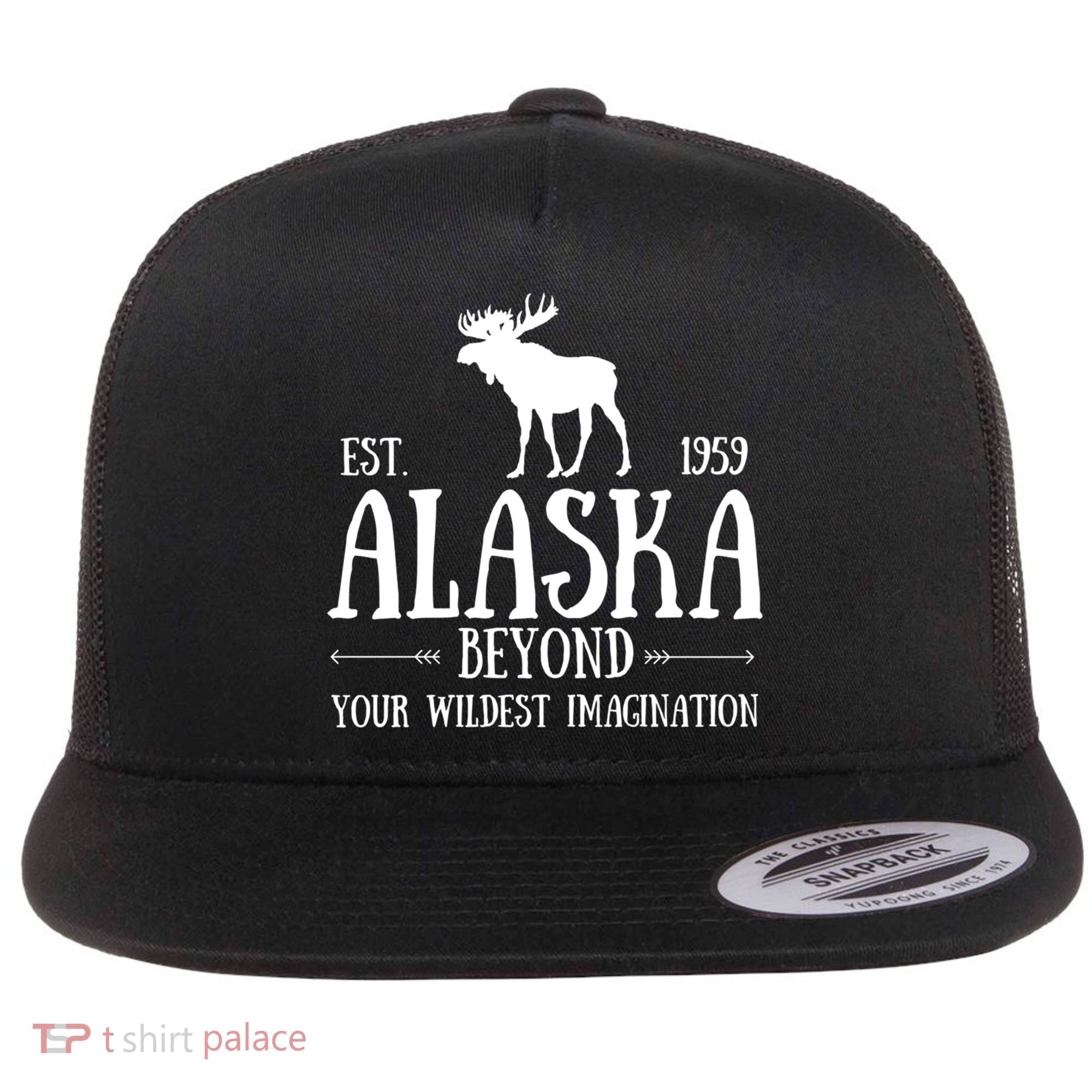 Moose Alaska Gift Mountain Last Frontier Alaska Cute Gift Flat Bill Trucker Hat