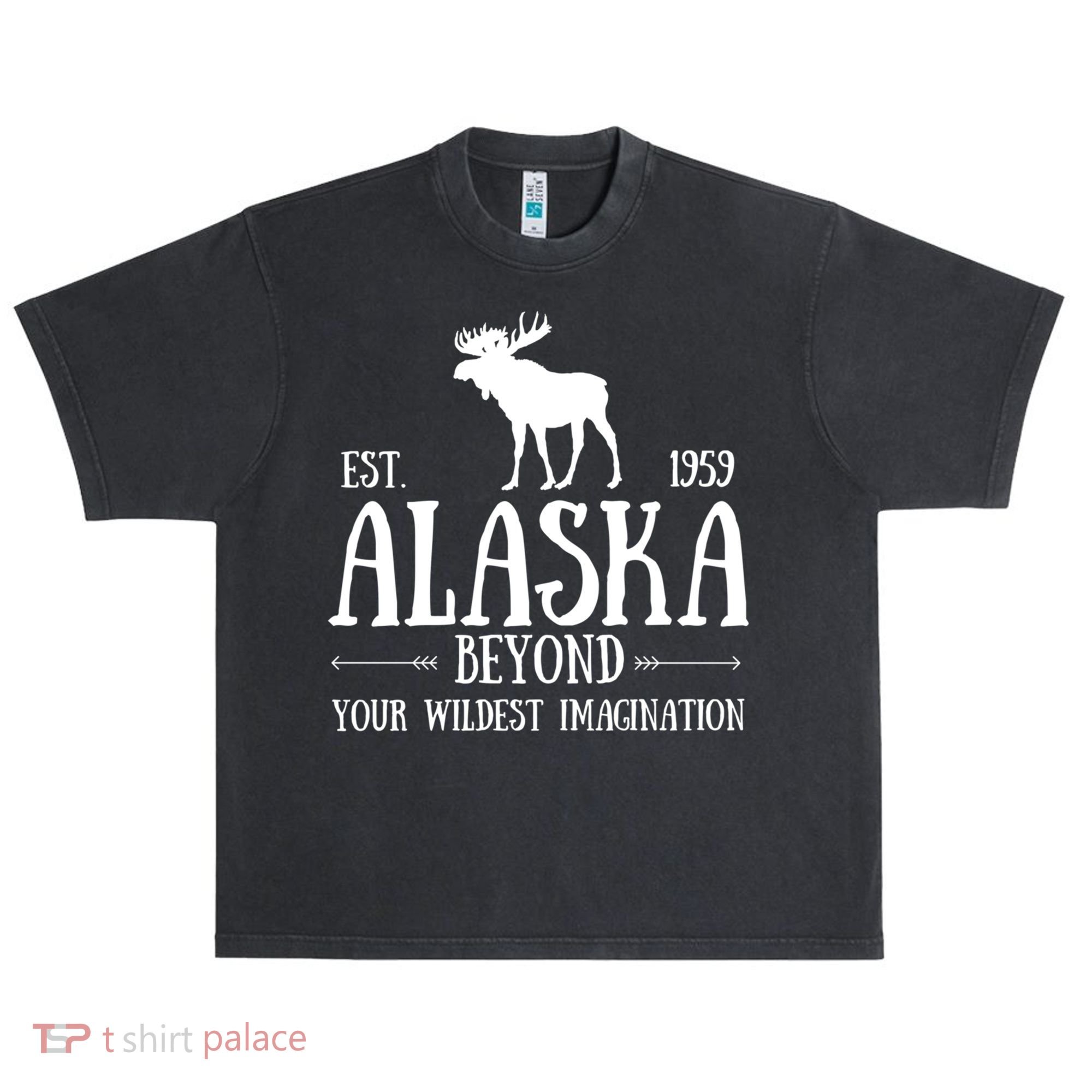 Moose Alaska Gift Mountain Last Frontier Alaska Cute Gift Urban Oversized Heavyweight T-Shirt