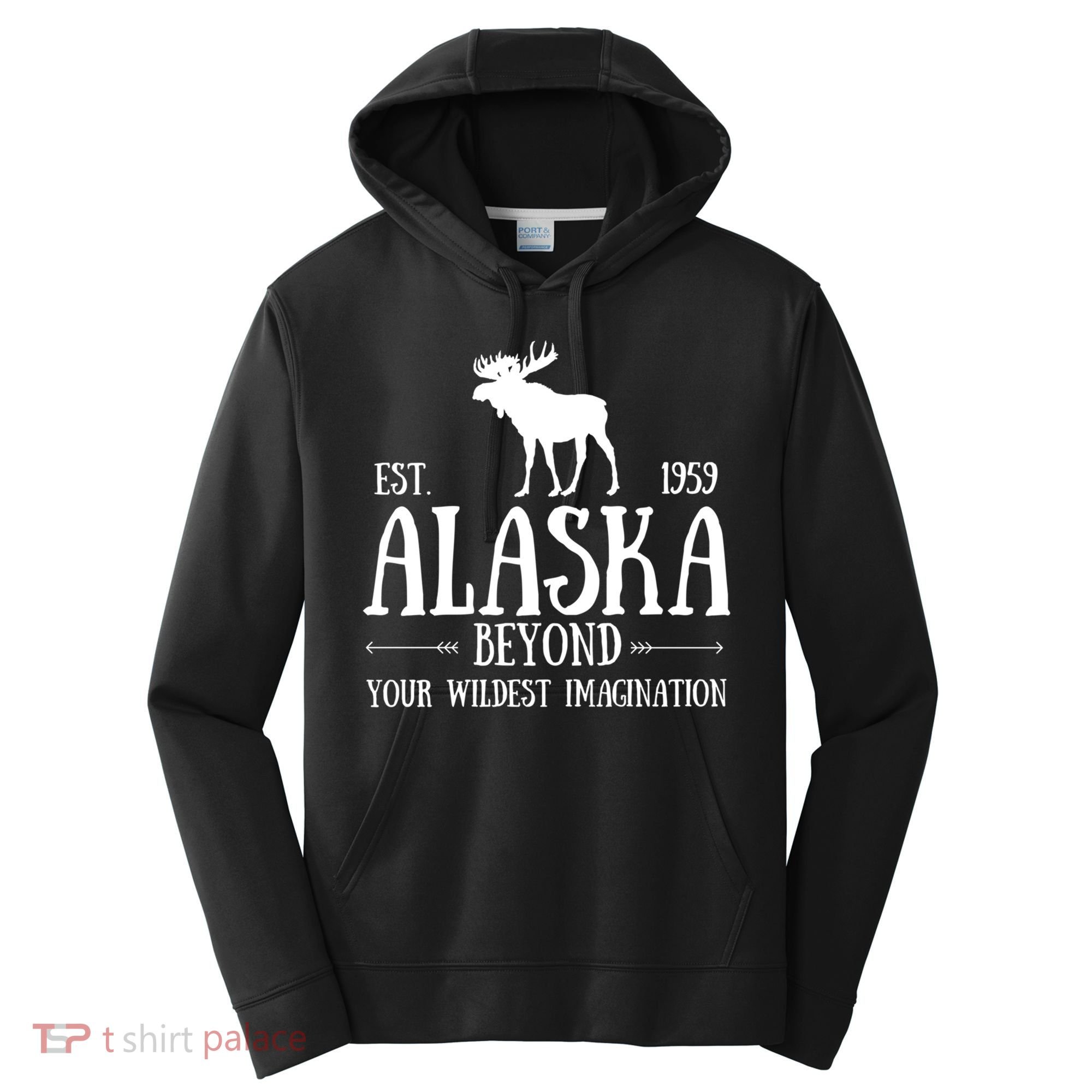 Moose Alaska Gift Mountain Last Frontier Alaska Cute Gift Performance Fleece Hoodie