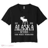 Moose Alaska Gift Mountain Last Frontier Alaska Cute Gift Women's Crop Top Tee thumb 0