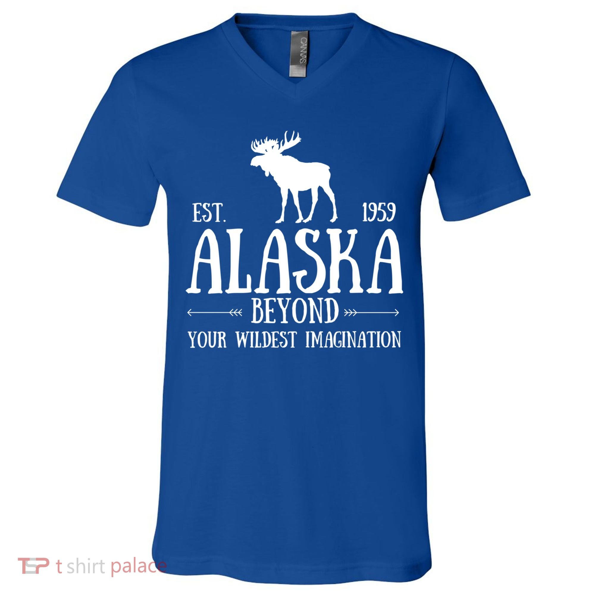 Moose Alaska Gift Mountain Last Frontier Alaska Cute Gift V-Neck T-Shirt