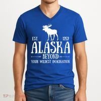 Moose Alaska Gift Mountain Last Frontier Alaska Cute Gift V-Neck T-Shirt thumb 2