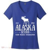 Moose Alaska Gift Mountain Last Frontier Alaska Cute Gift Women's V-Neck T-Shirt thumb 0