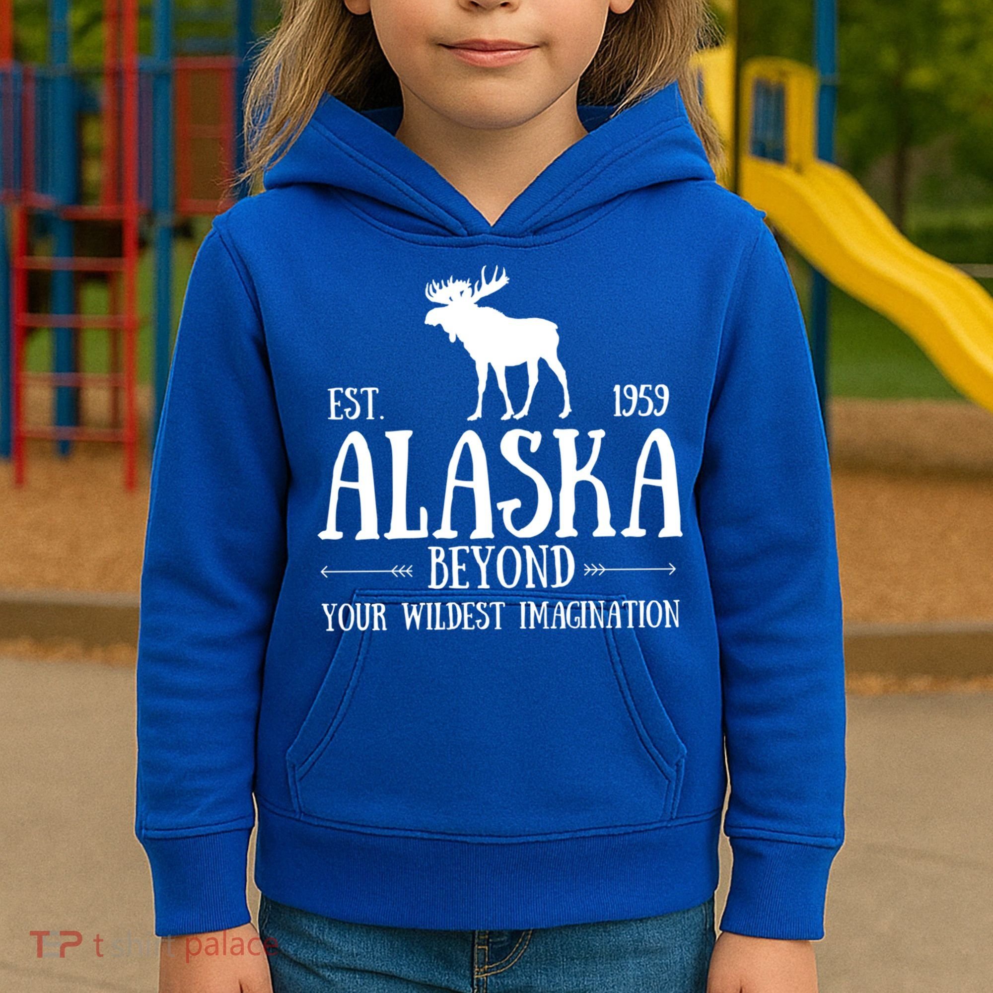 Moose Alaska Gift Mountain Last Frontier Alaska Cute Gift Kids Hoodie