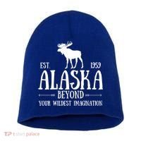 Moose Alaska Gift Mountain Last Frontier Alaska Cute Gift Short Acrylic Beanie thumb 0
