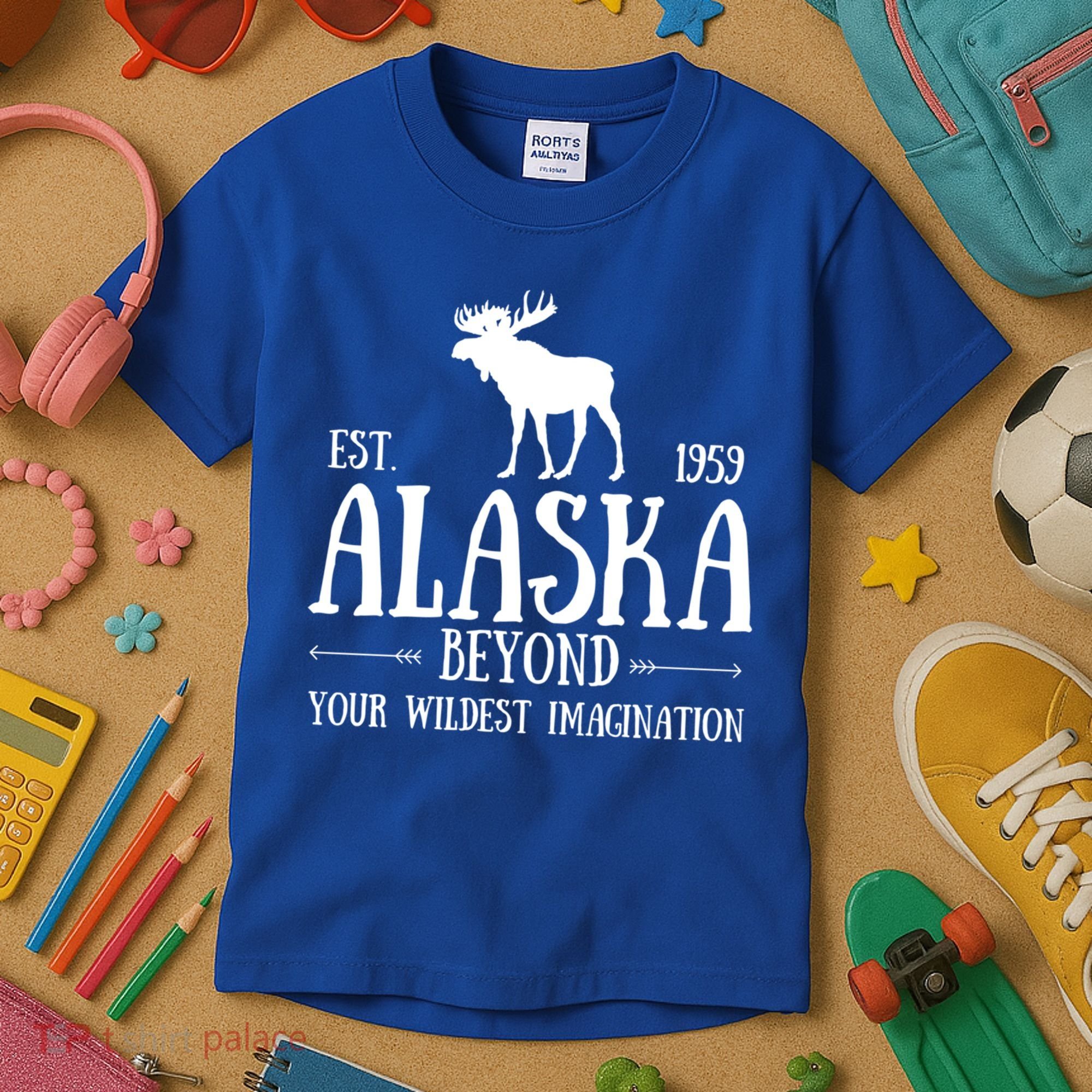 Moose Alaska Gift Mountain Last Frontier Alaska Cute Gift Kids T-Shirt