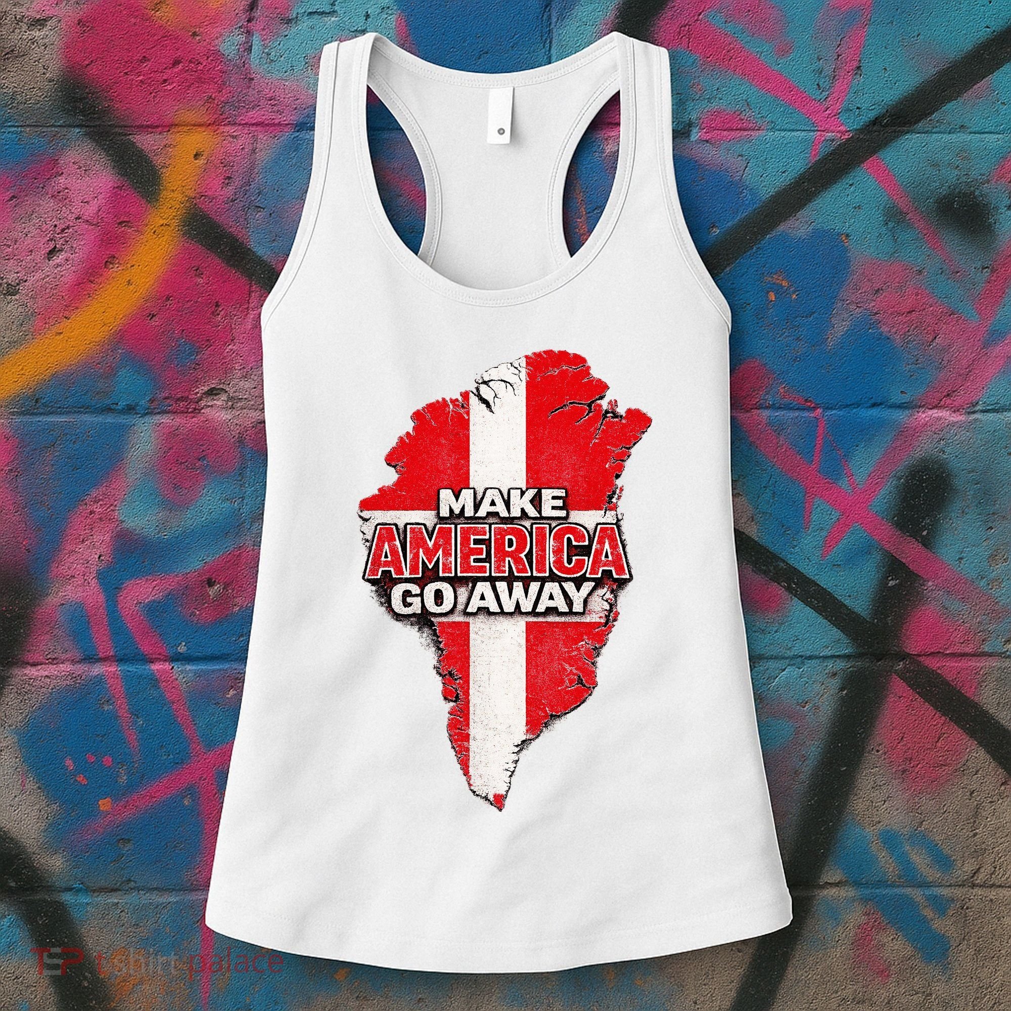 Make America Go Away Greenland Map MAGA Women's Tank Top