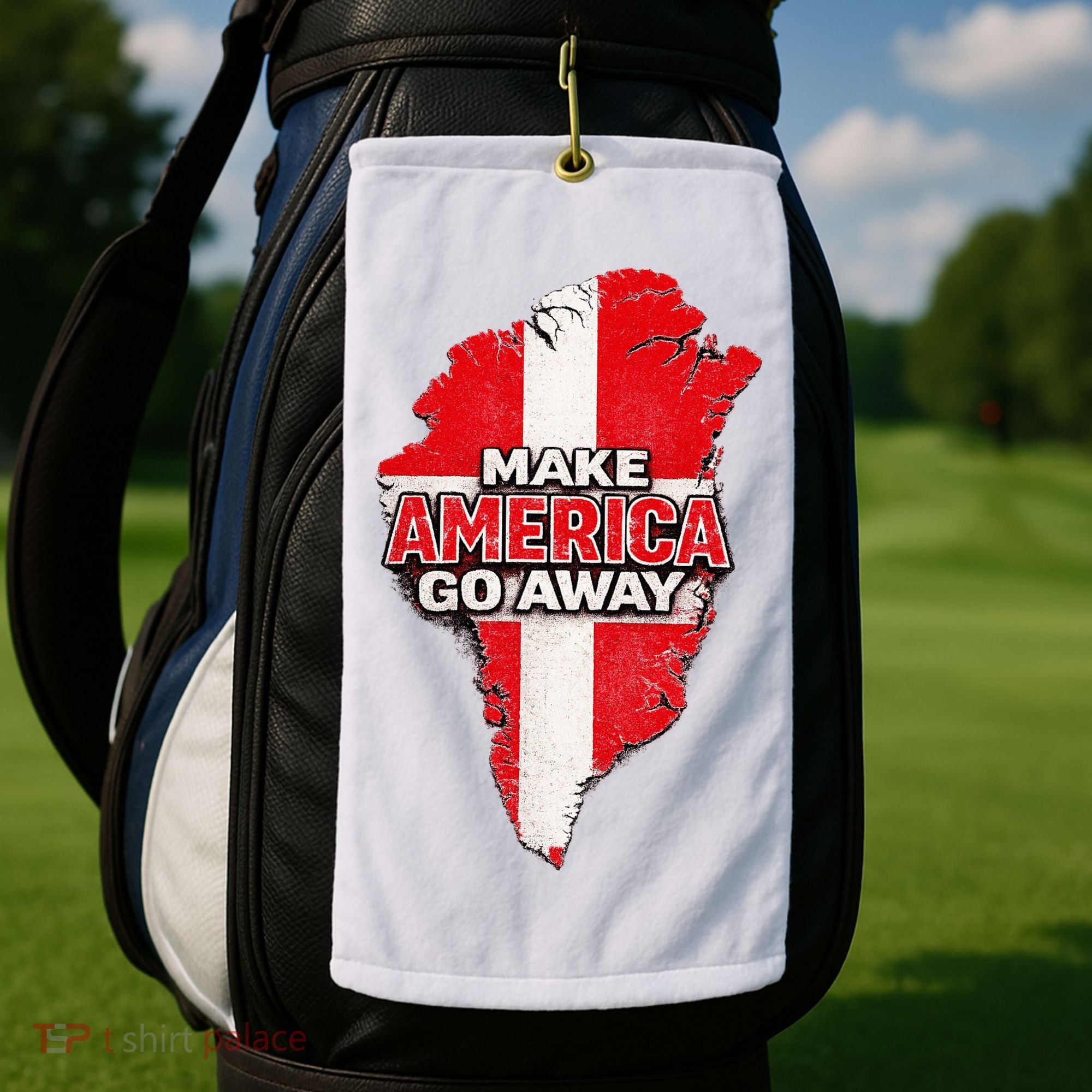 Make America Go Away Greenland Map MAGA Golf Towel
