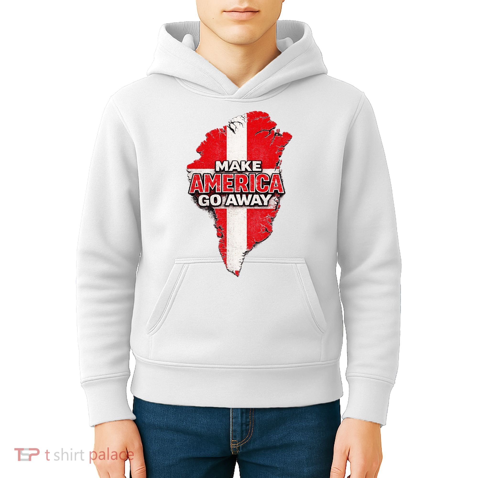 Make America Go Away Greenland Map MAGA Kids Hoodie