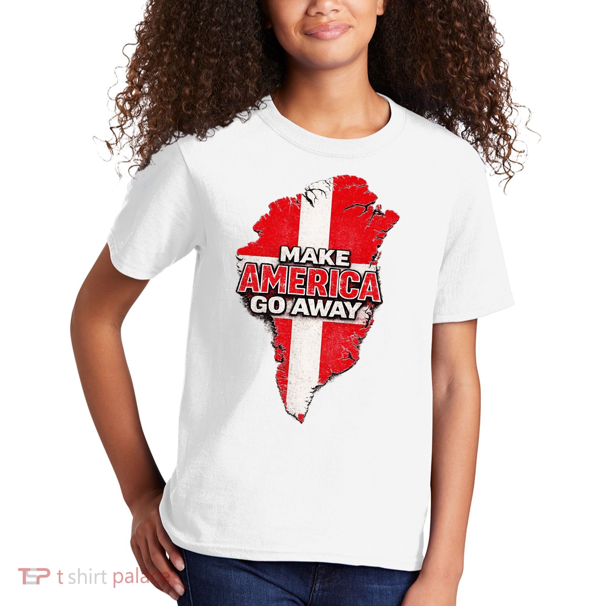 Make America Go Away Greenland Map MAGA Kids T-Shirt