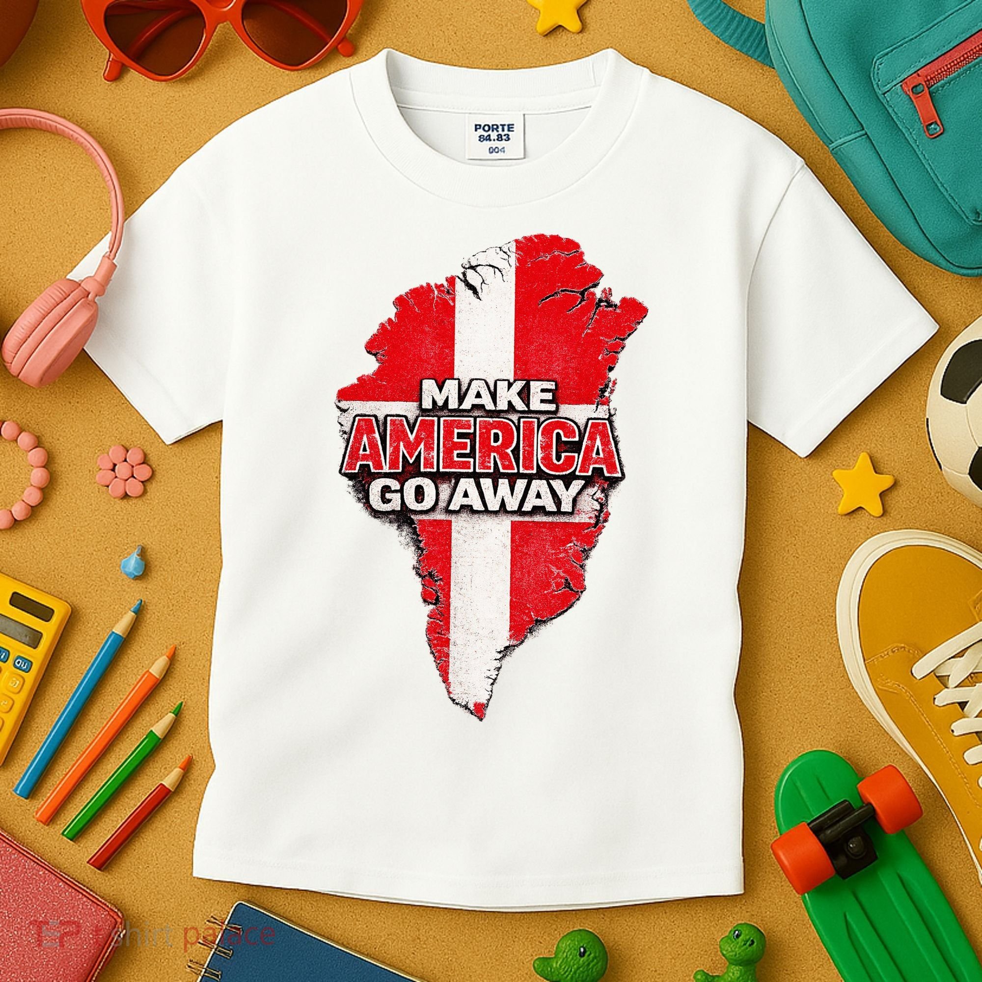 Make America Go Away Greenland Map MAGA Kids T-Shirt