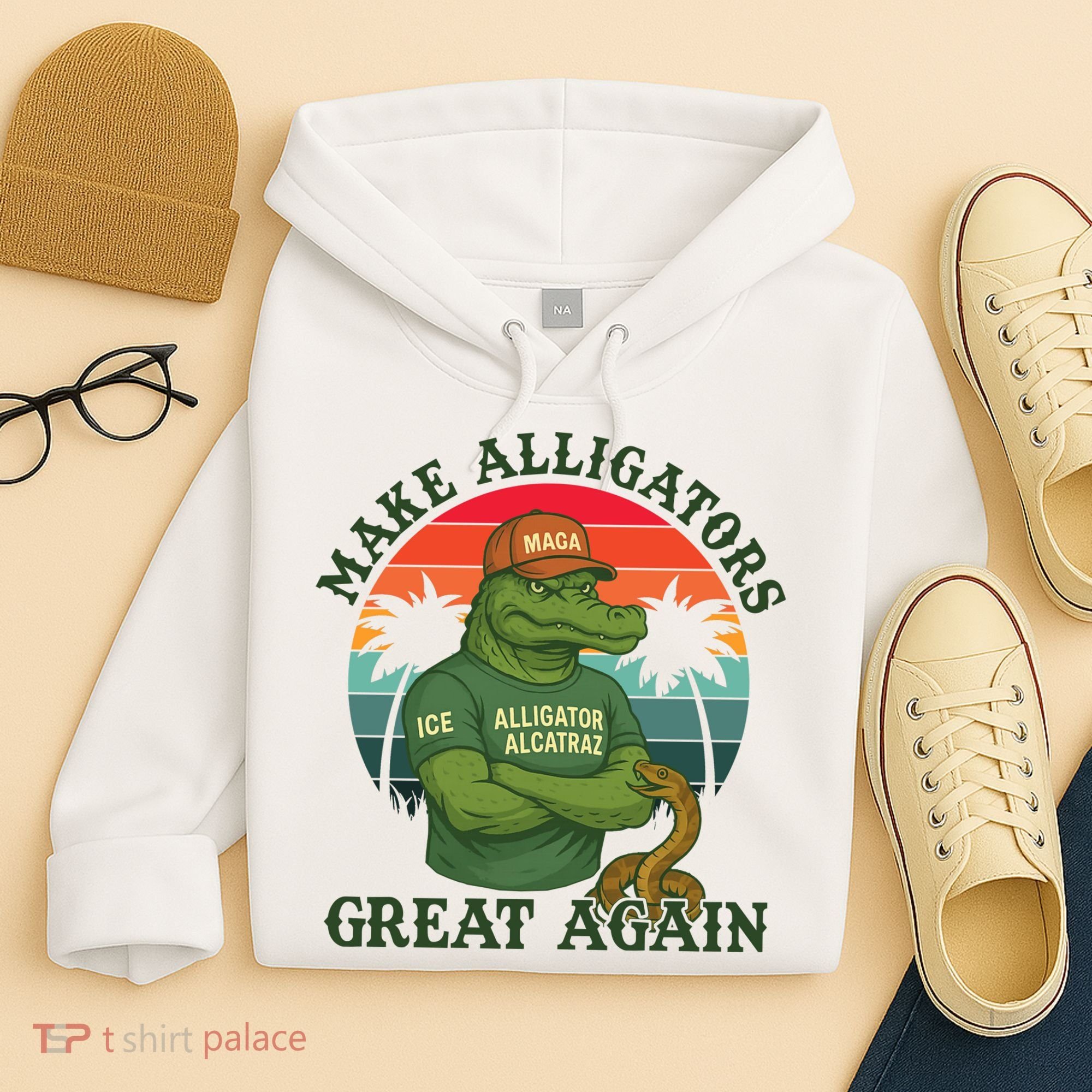 Make Alligators Great Again Alligator Alcatraz Funny Florida Everglades Hoodie