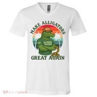 Make Alligators Great Again Alligator Alcatraz Funny Florida Everglades V-Neck T-Shirt thumb 0