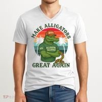 Make Alligators Great Again Alligator Alcatraz Funny Florida Everglades V-Neck T-Shirt thumb 2