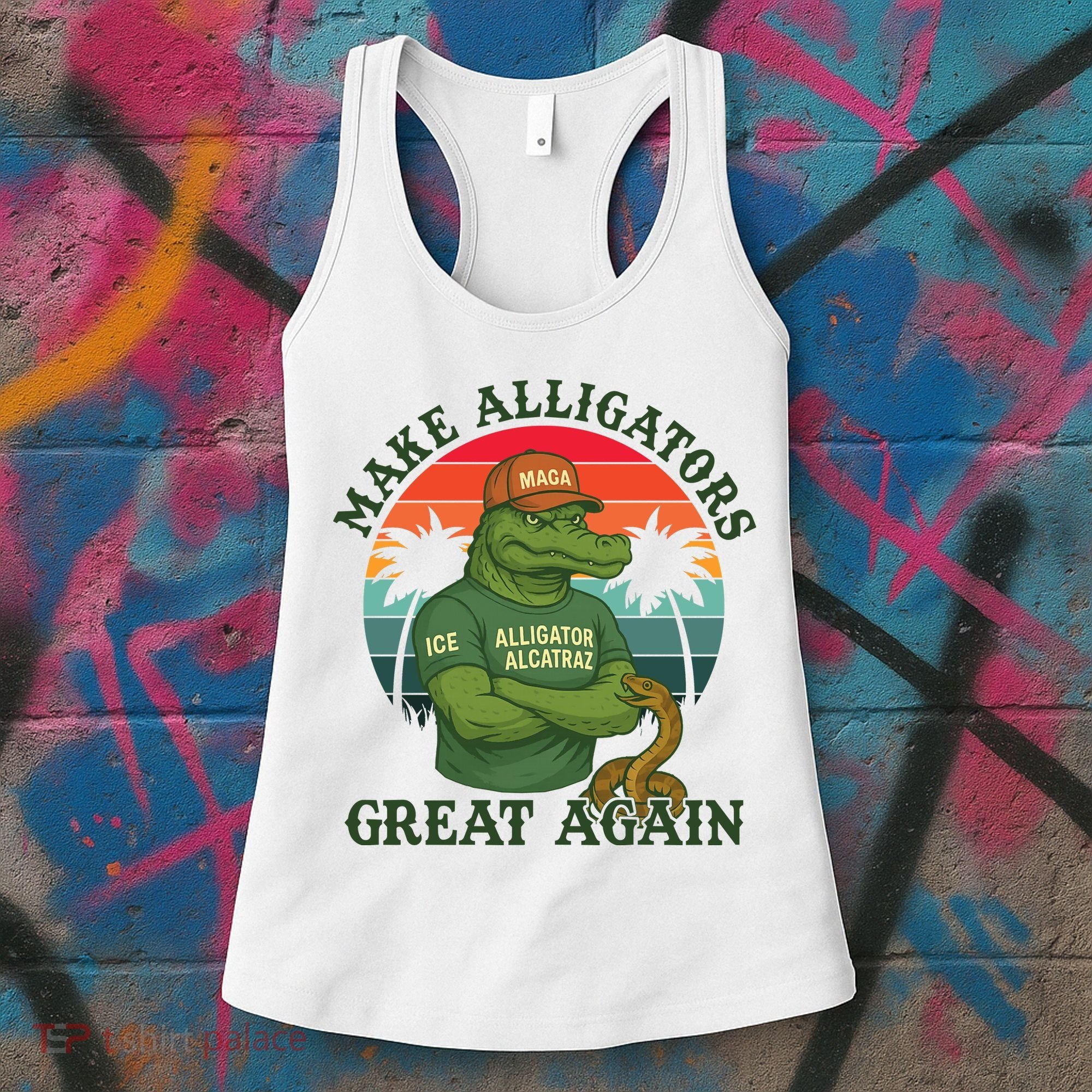 Make Alligators Great Again Alligator Alcatraz Funny Florida Everglades Women's Tank Top