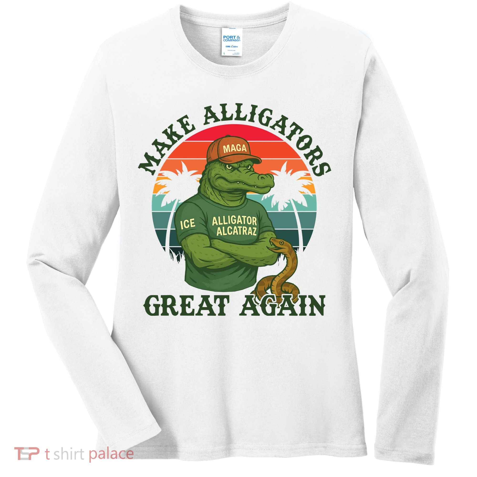 Make Alligators Great Again Alligator Alcatraz Funny Florida Everglades Women's Long Sleeve Shirt