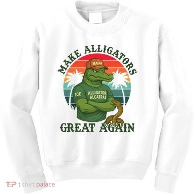 Make Alligators Great Again Alligator Alcatraz Funny Florida Everglades Kids Sweatshirt