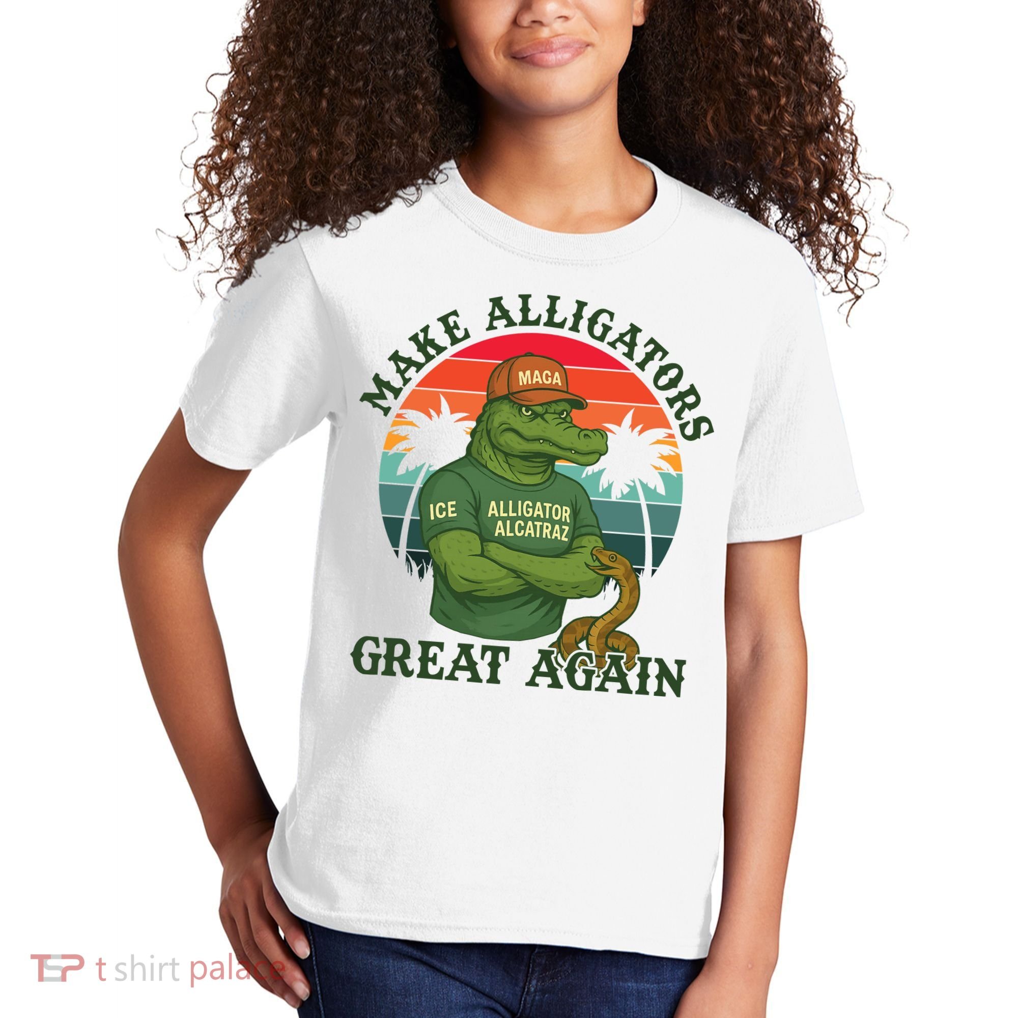 Make Alligators Great Again Alligator Alcatraz Funny Florida Everglades Kids T-Shirt