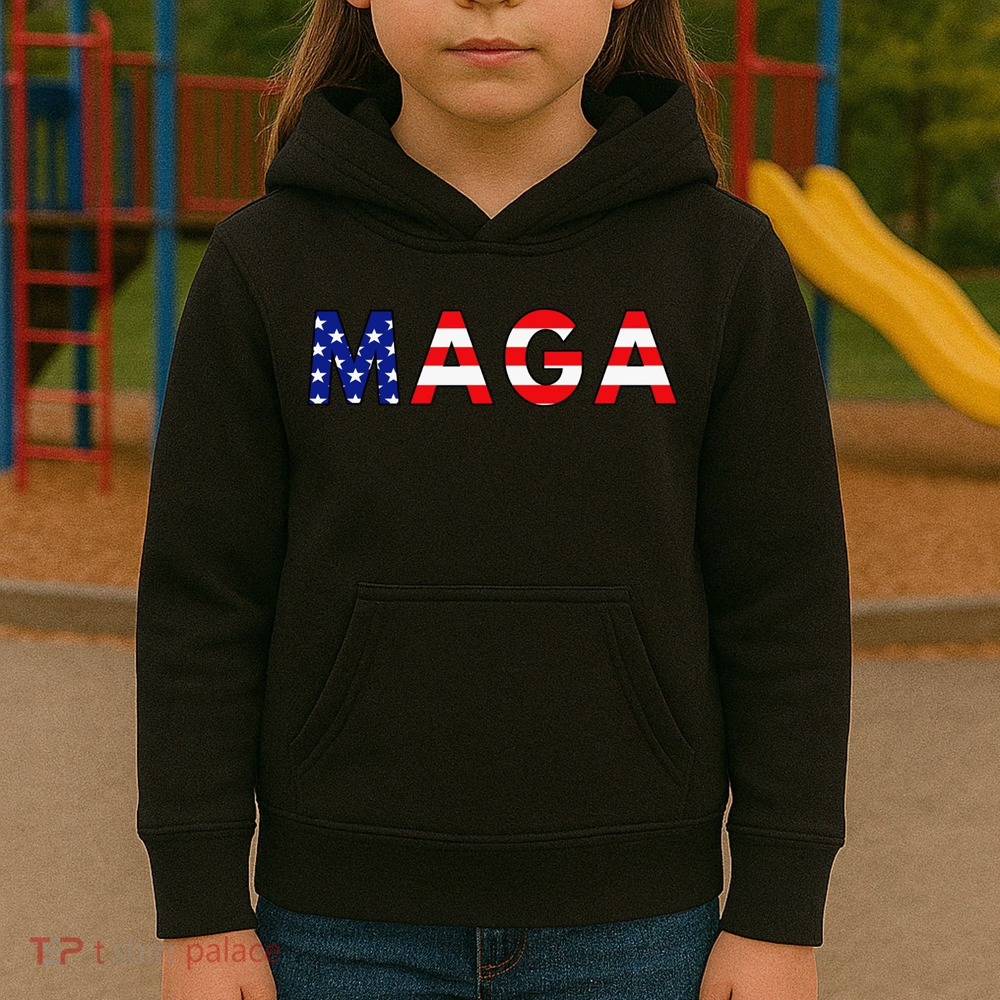 MAGA American Flag Kids Hoodie