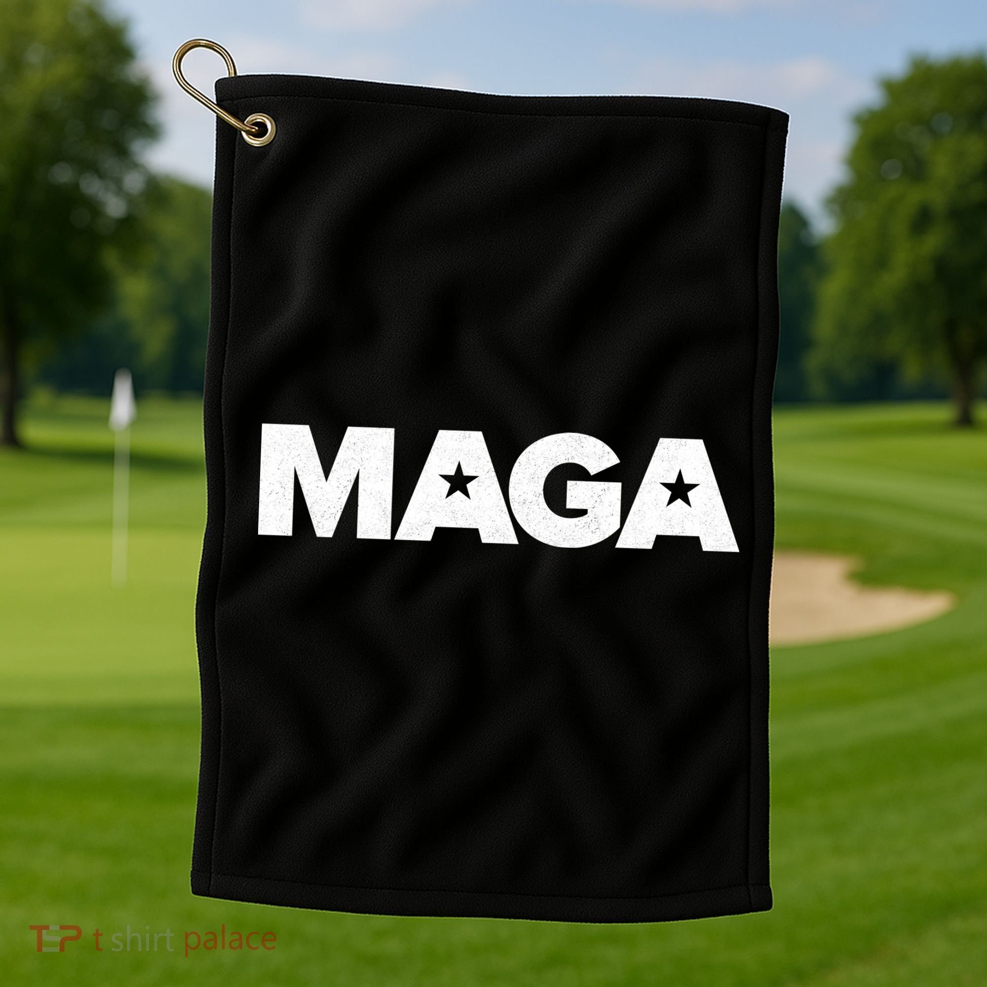 MAGA Distressed Logo Make America Great Again Golf Towel