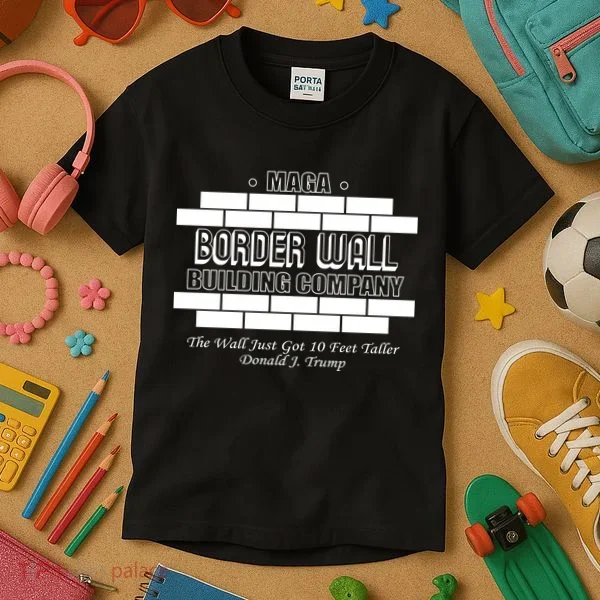 MAGA Donald Trump Border Wall Construction Kids T-Shirt