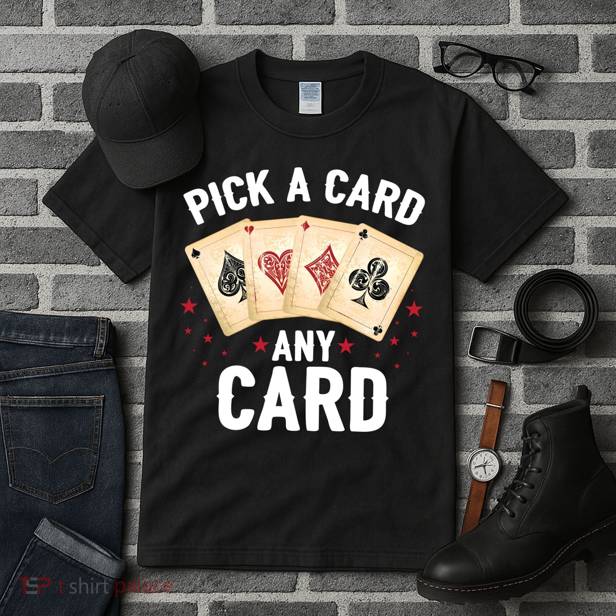 Magic Trick Pick A Card Any Card Magician Tall T-Shirt