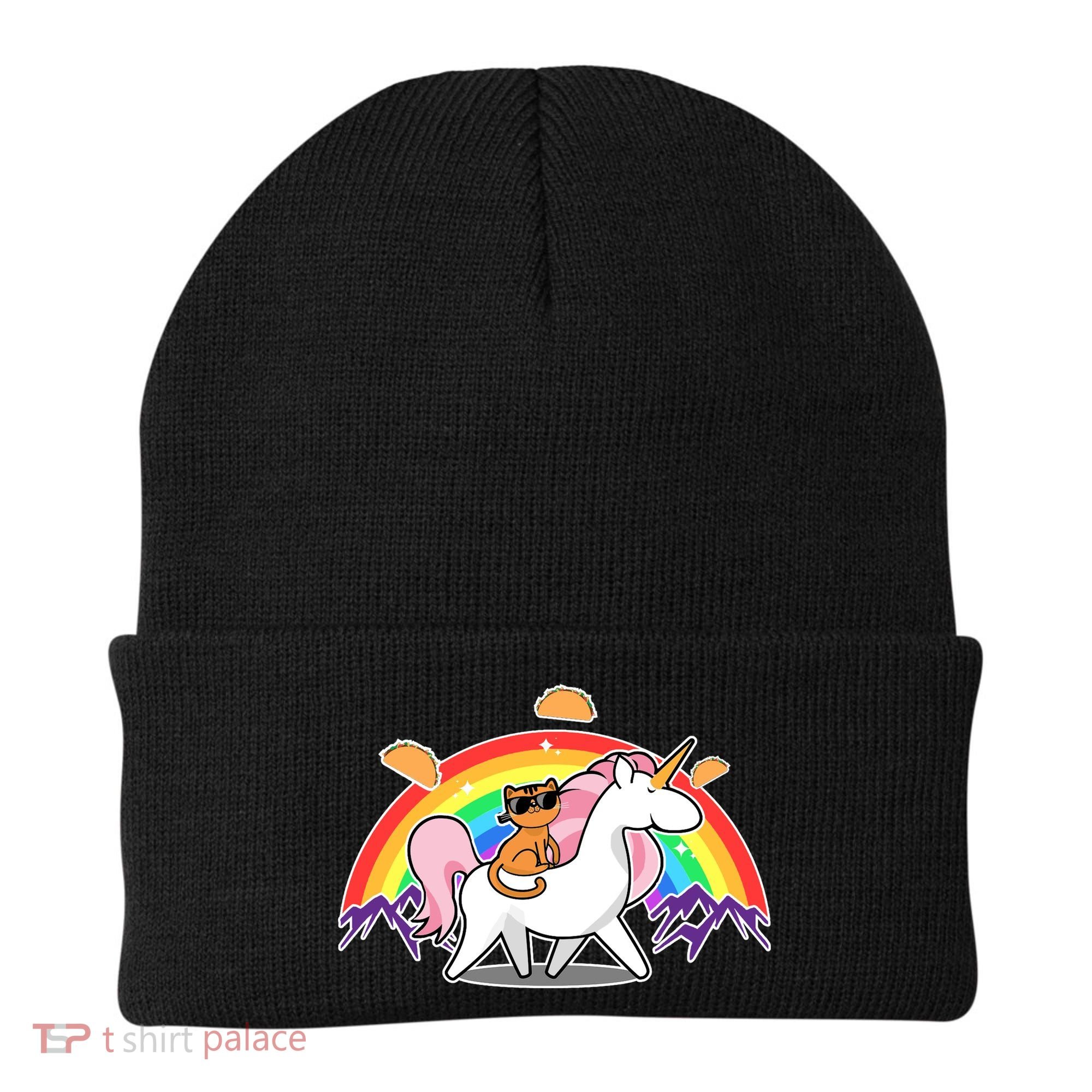 Magical Adventure Tacos Cat Unicorn Rainbow Beanie