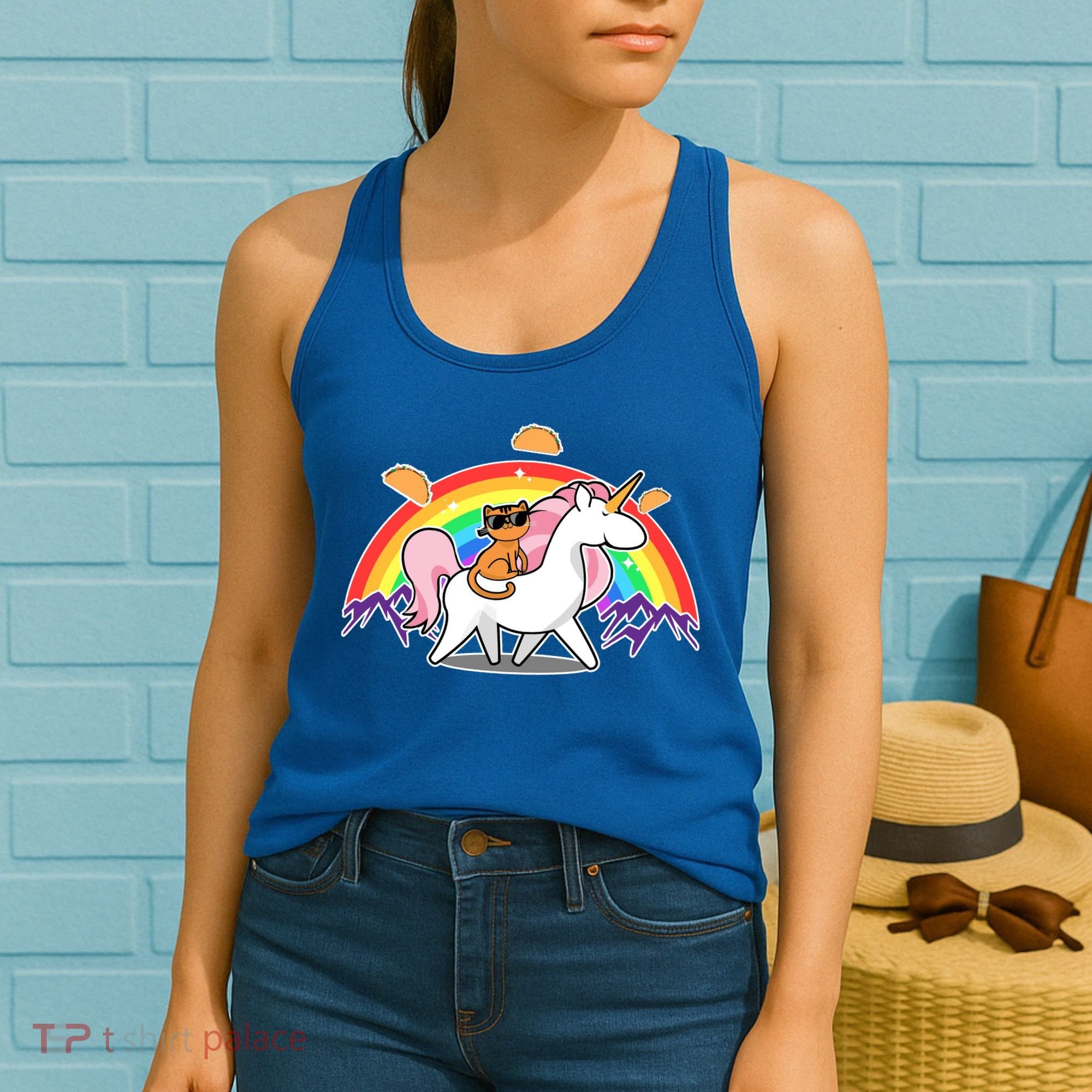 Magical Adventure Tacos Cat Unicorn Rainbow Women's Tank Top