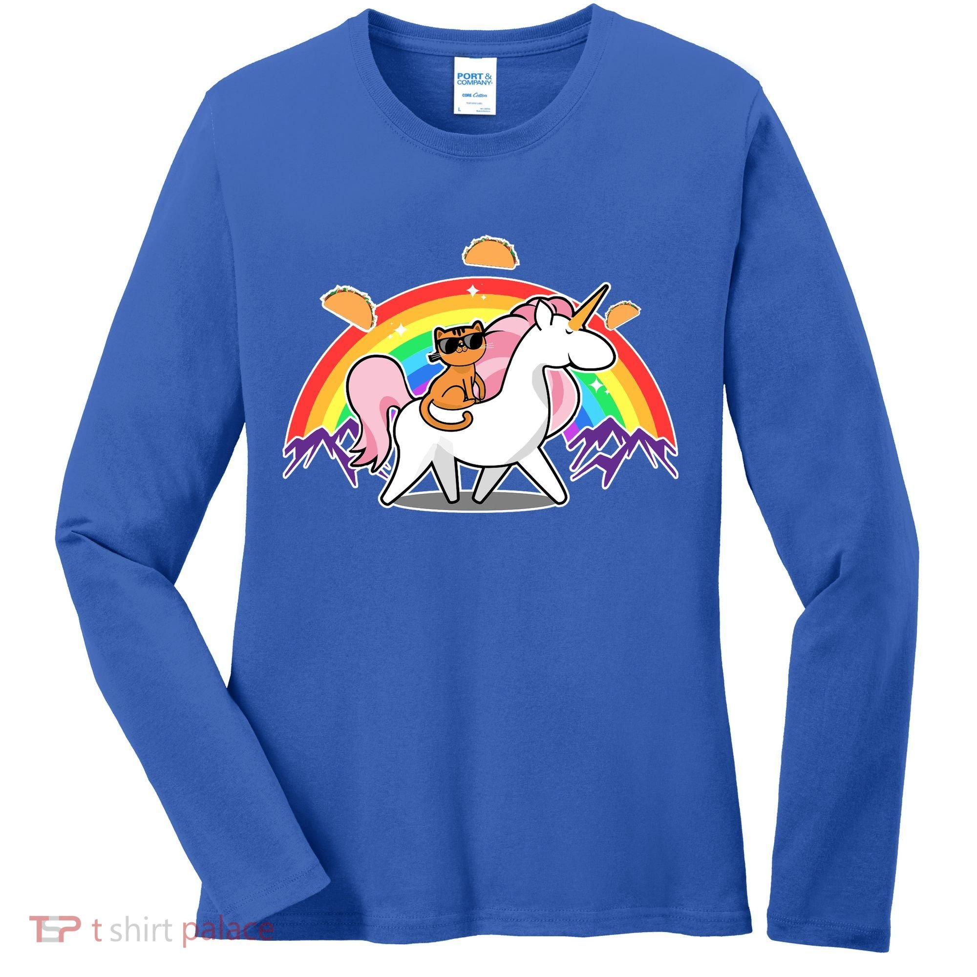 Magical Adventure Tacos Cat Unicorn Rainbow Women's Long Sleeve Shirt