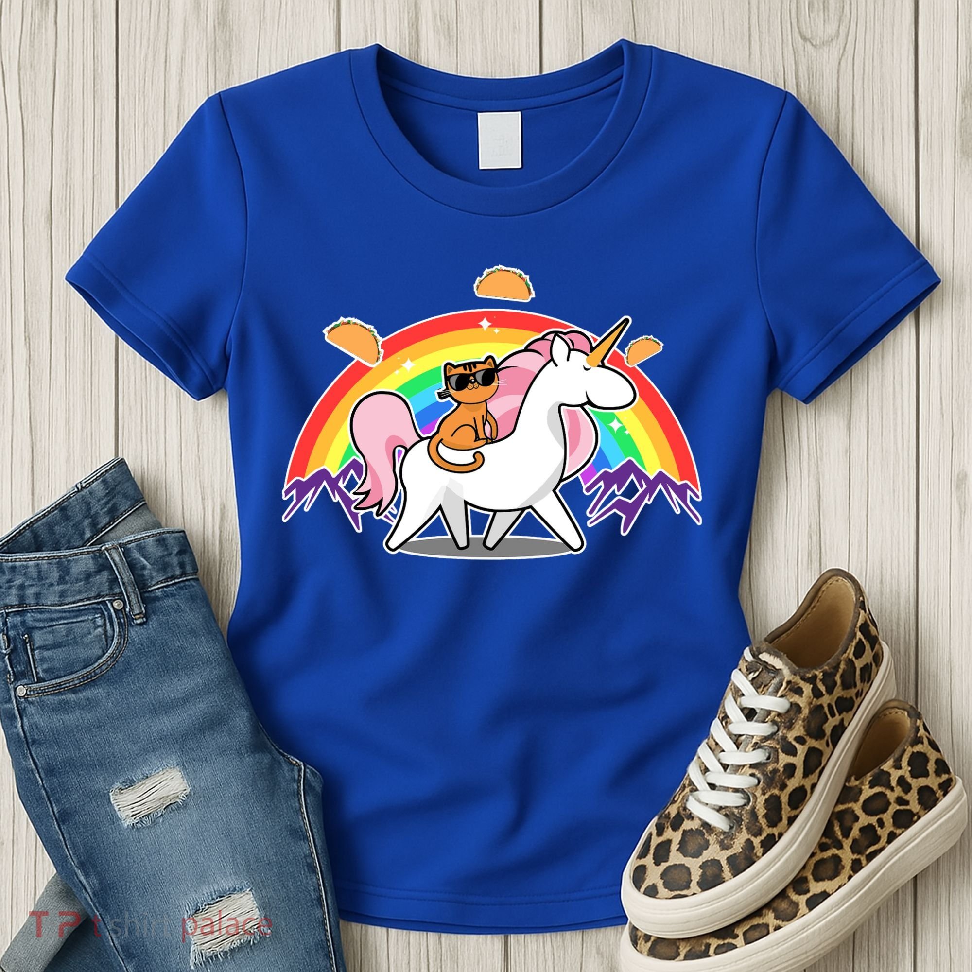 Magical Adventure Tacos Cat Unicorn Rainbow Women's T-Shirt