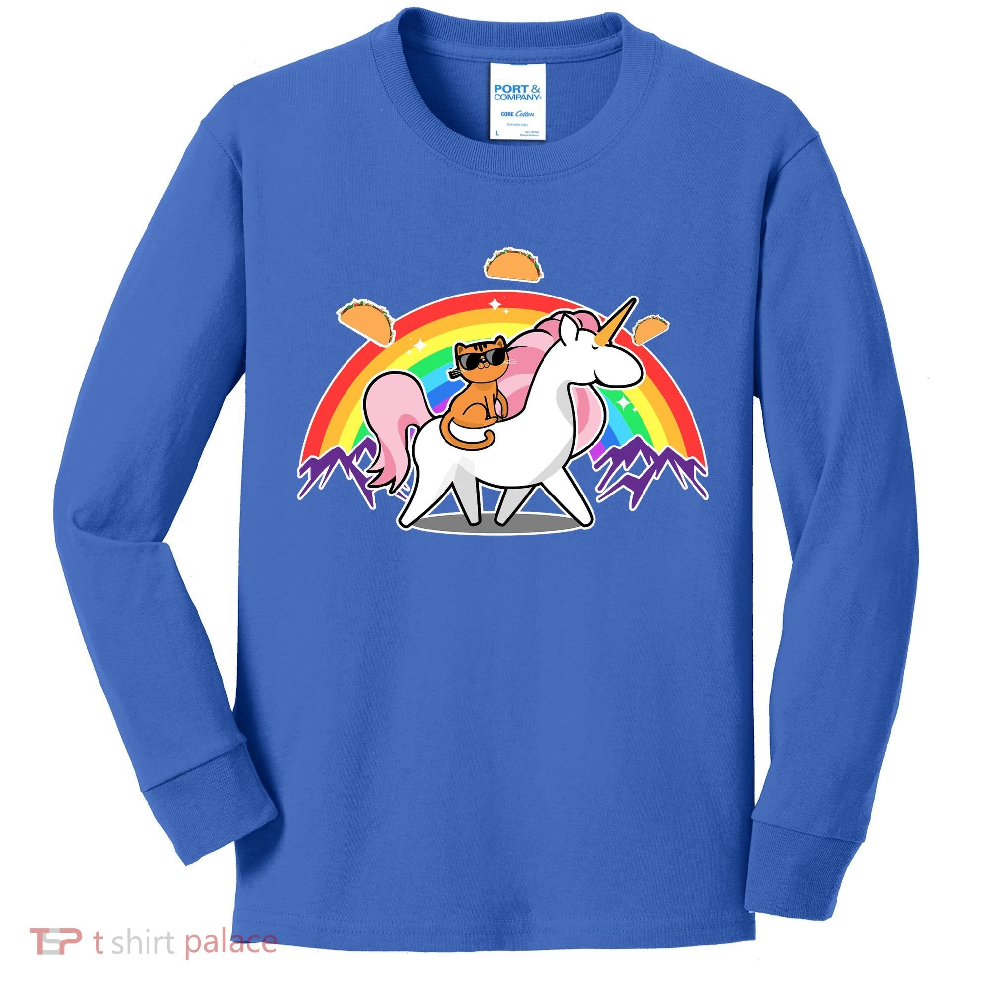 Magical Adventure Tacos Cat Unicorn Rainbow Kids Long Sleeve Shirt
